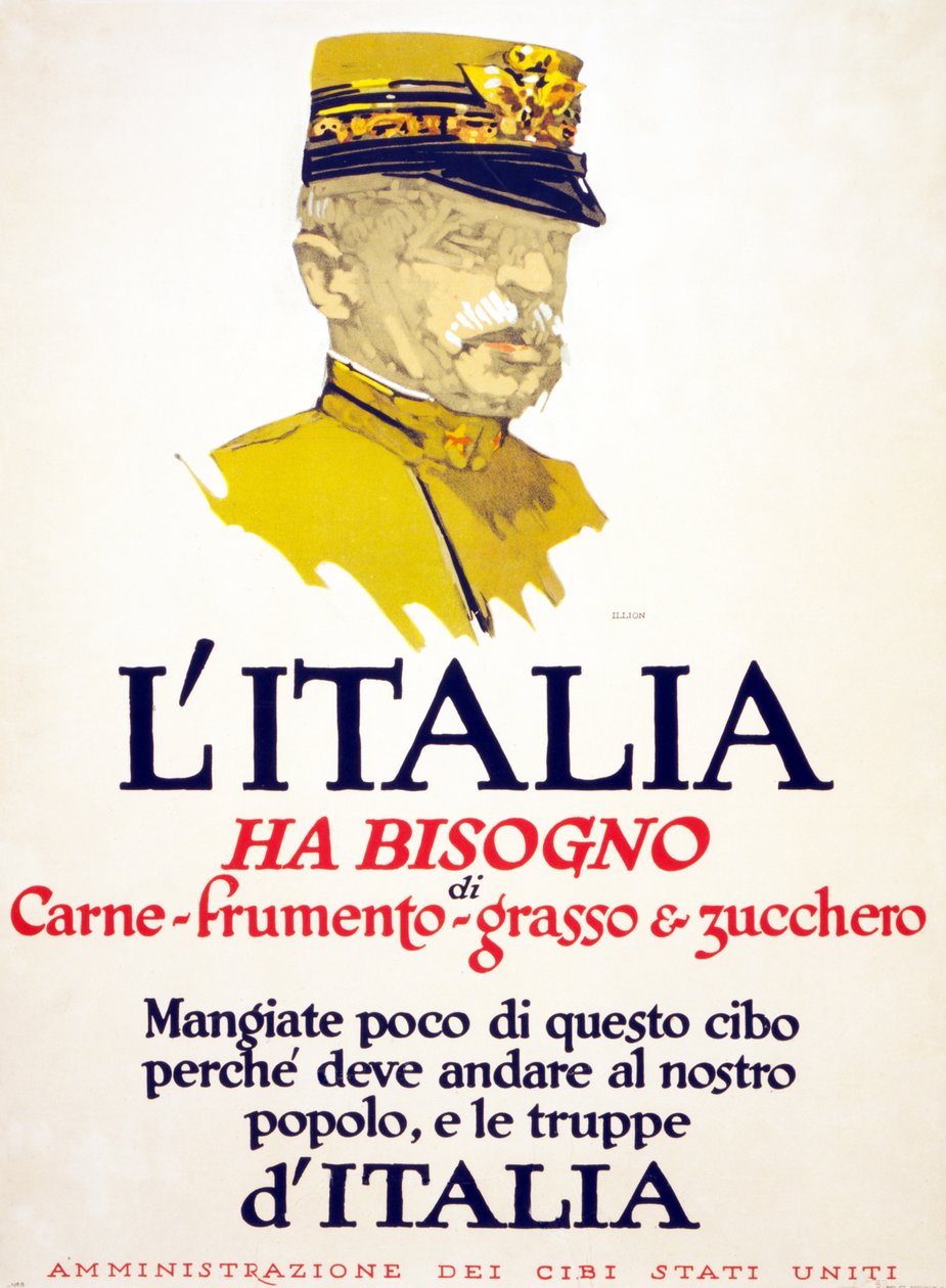 Itálie potřebuje maso, pšenici, tuk a cukr, 1917 od George Illian
