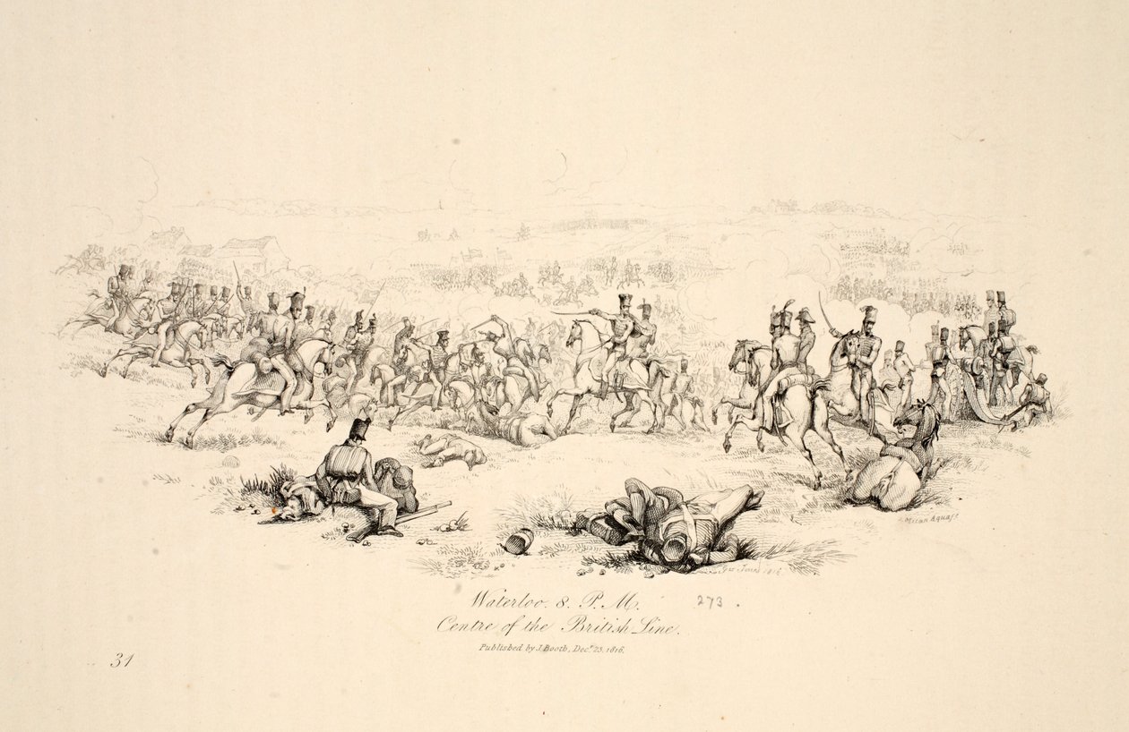 Waterloo 20:00, centrum britské linie, hospoda J. Booth, 1816 od George Jones