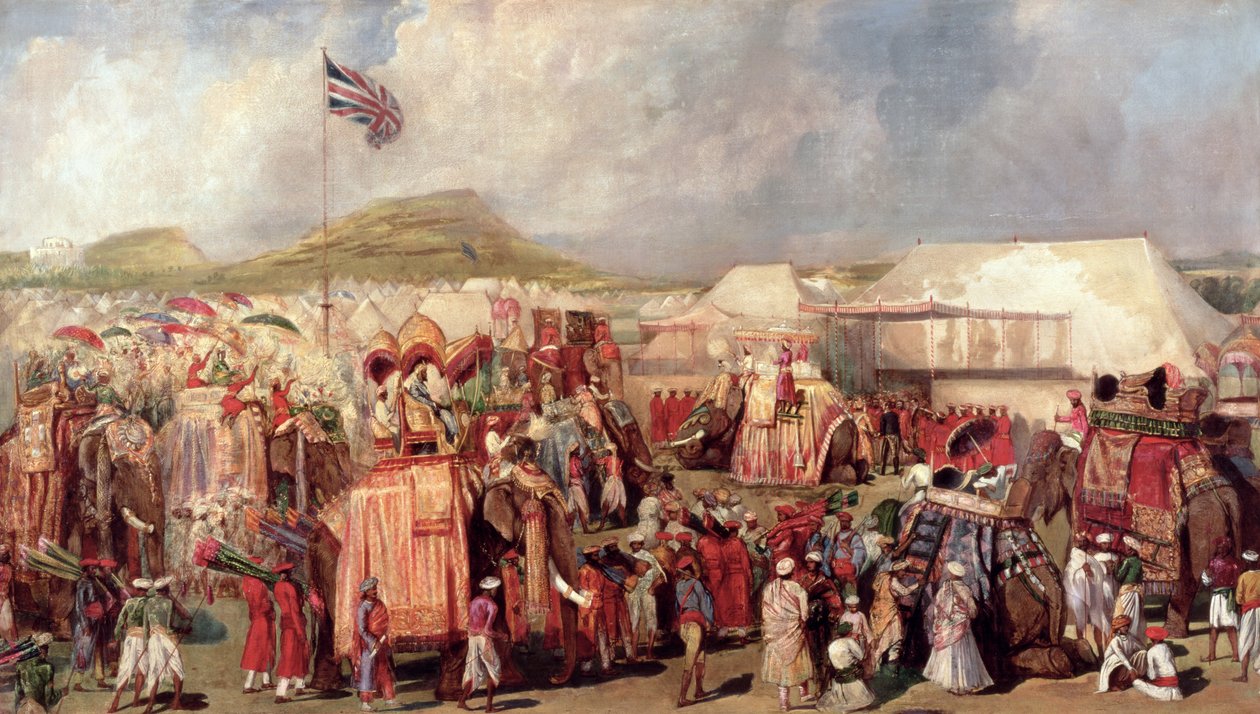 Domorodí princové přijíždějící do tábora pro Imperial Assemblage v Dillí, 1877 od George Landseer