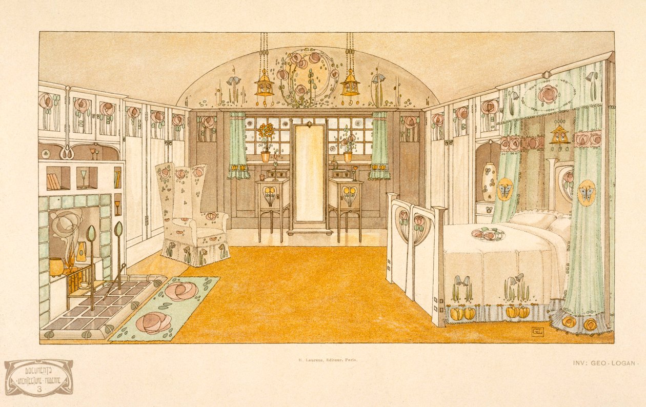 Ložnice, Logan George (1866-1939), vzorník Documents Moderne, 1904 od George Logan