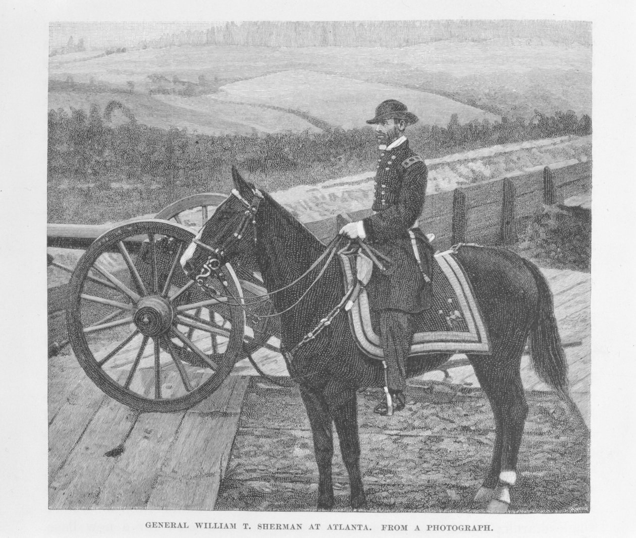 Generál William Tecumseh Sherman v Atlantě, vyryto z fotografie, ilustrace z 