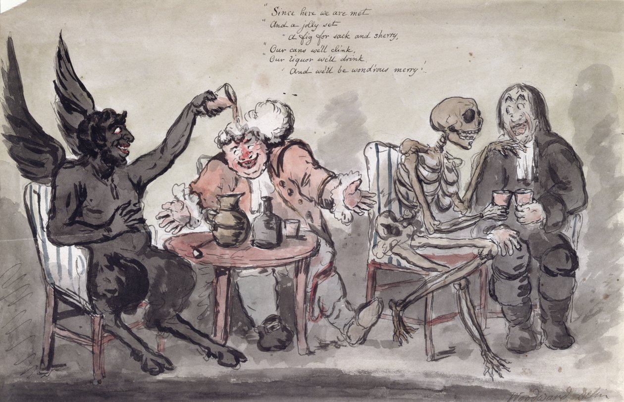 Doktor a jeho přátelé, vyrytý Issac Cruikshank (asi 1756-1811) asi 1798 od George Moutard Woodward