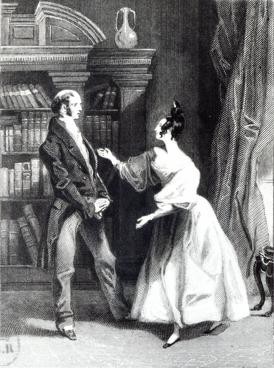 „Pak mu řekla, co pan Darcy dobrovolně udělal pro Lydii. Slyšel ji s úžasem“, ilustrace z „Pýchy a předsudku“ od Jane Austenové (1775-1817), vyryté Williamem Greatbachem (nar. 18 od George Pickering