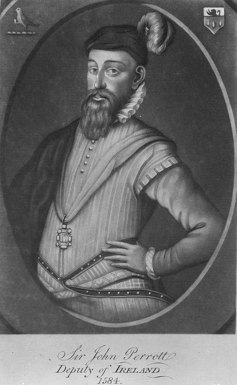 Sir John Perrot, rytý Valentine Green, 1776 (mezzotinta) od George Powle