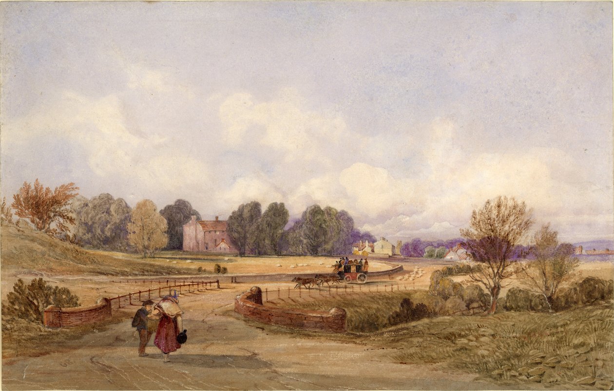 The Stage Coach Road (Northumberland) (barva karoserie, tužka a wc na papíře) od George Richardson