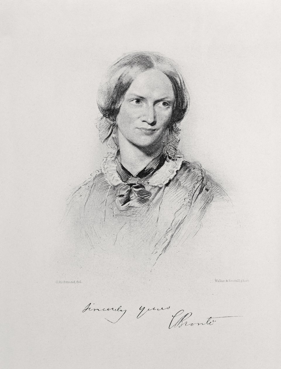 Portrét Charlotte Bronteové, vyrytý Walkerem a Boutallem od George Richmond