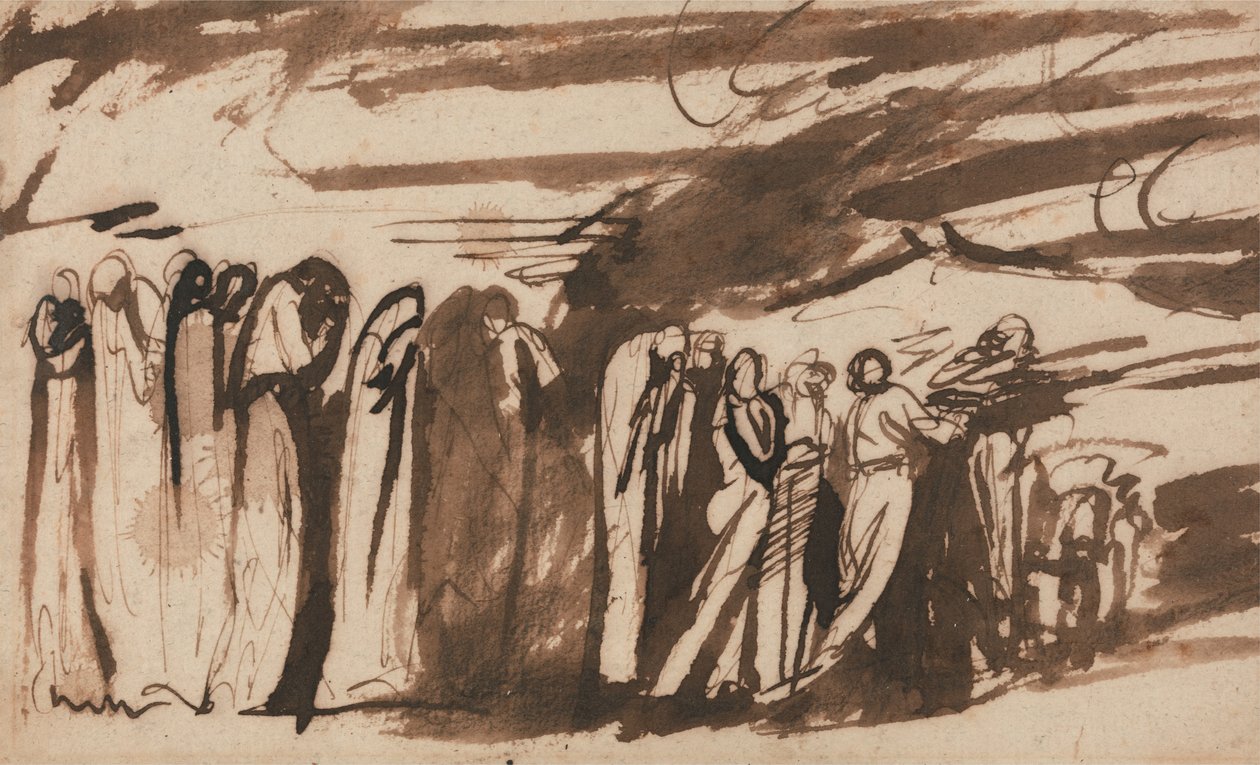 Průvod zatracených- studie pro zatracené v Dantově pekle od George Romney