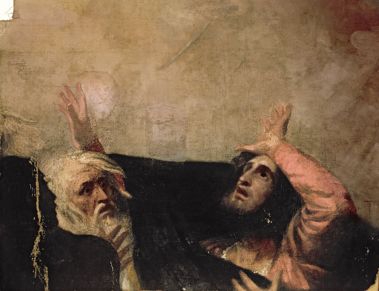 Alonso, neapolský král a další postava, fragment z „The Tempest“, kolem roku 1790 od George Romney