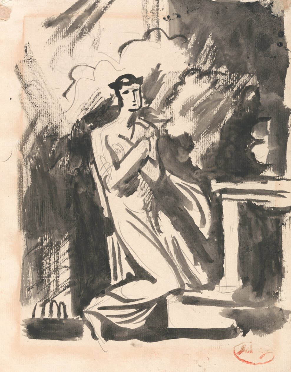 Iphigenia Klečící nad oltářem od George Romney