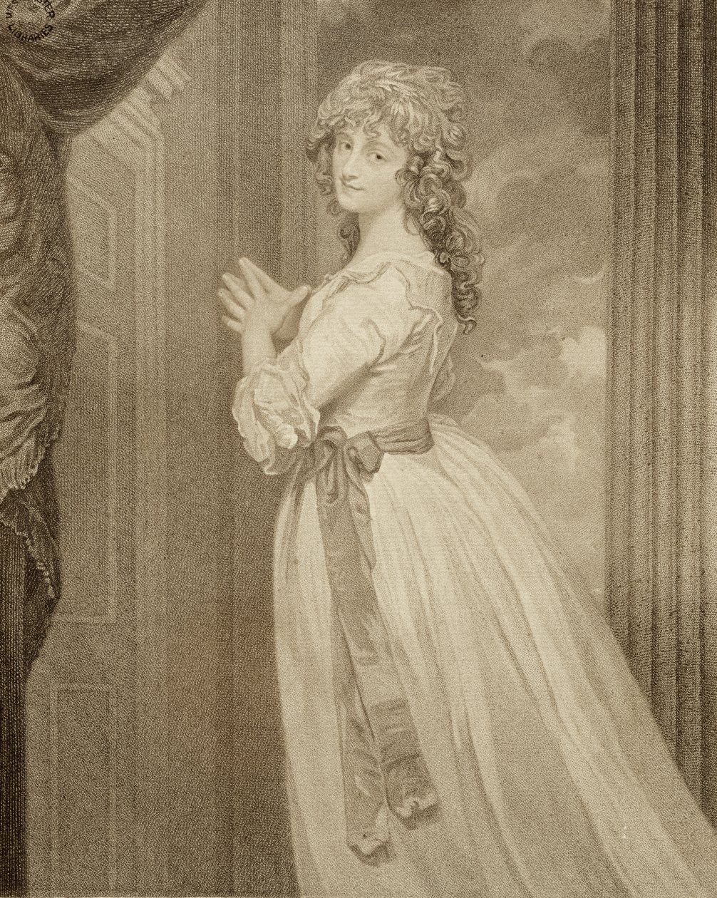 Paní Jordan v Postavě venkovské dívky, vyryté Francescem Bartolozzim (1727-1815) od George Romney
