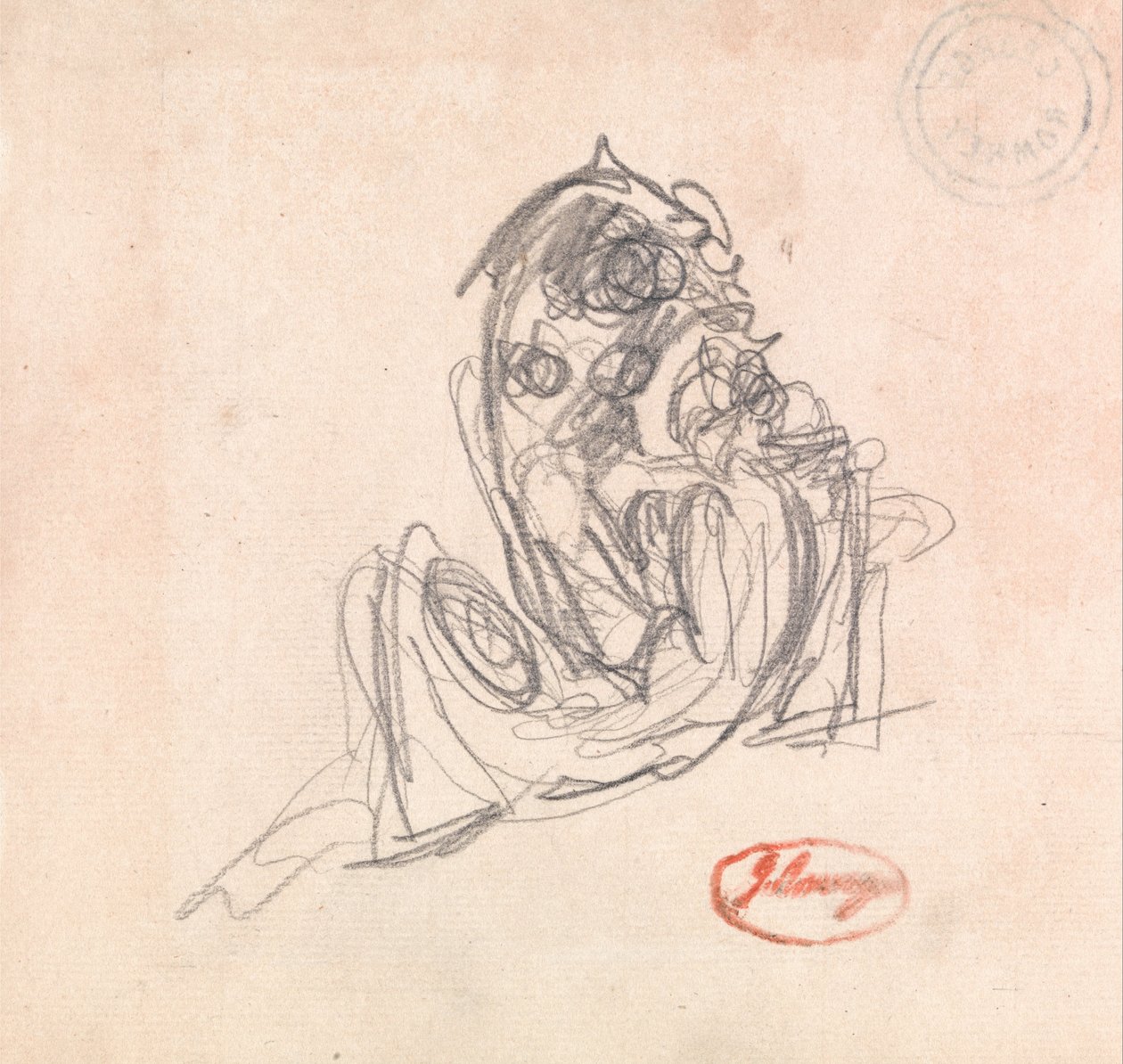 Ležící postava a sedící postava od George Romney