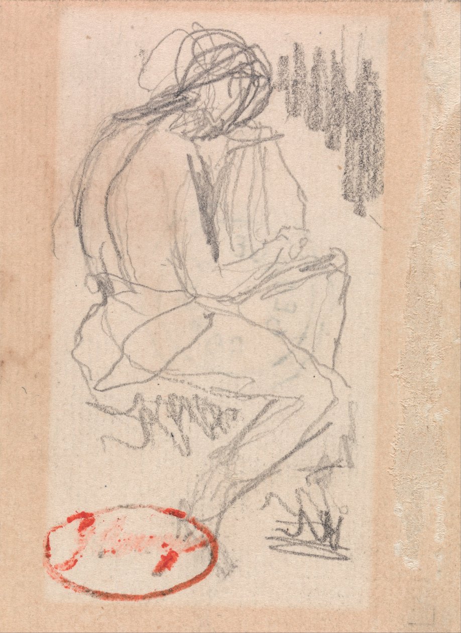 Sedící postava hrající na harfu od George Romney