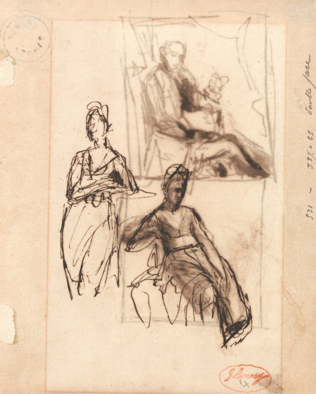 Sedící muž a sedící žena od George Romney