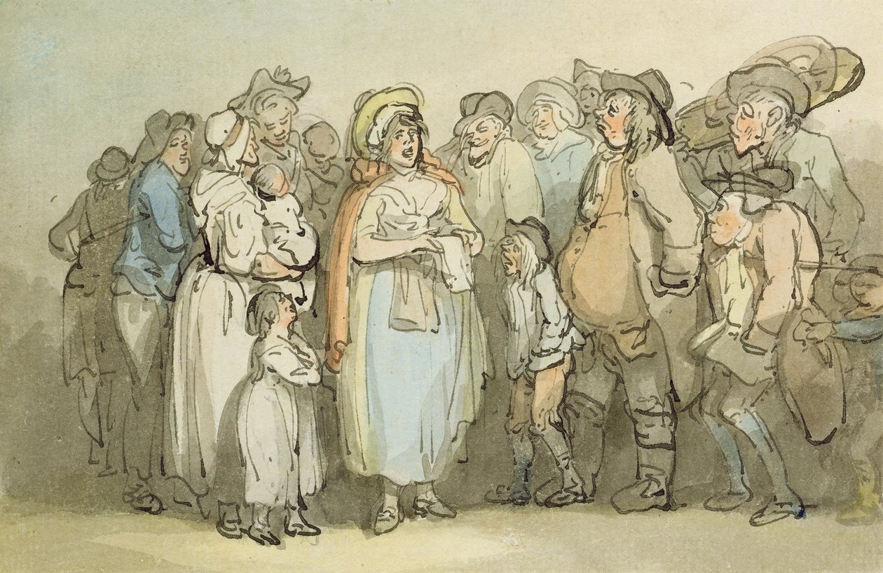 Studie zajatců ve vězení nebo lazaretu s postavou v hábitu v mlze (hnědý inkoust a tužka na papíře) od George Romney