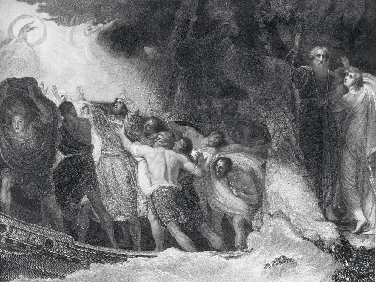 Bouře, dějství I, scéna I, vyryl B. Smith, 1797 (viz 143705-143708) od George Romney
