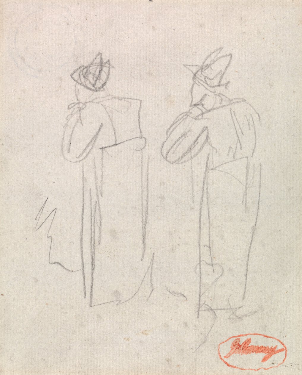 Dvě stojící postavy v vysokých kloboucích od George Romney