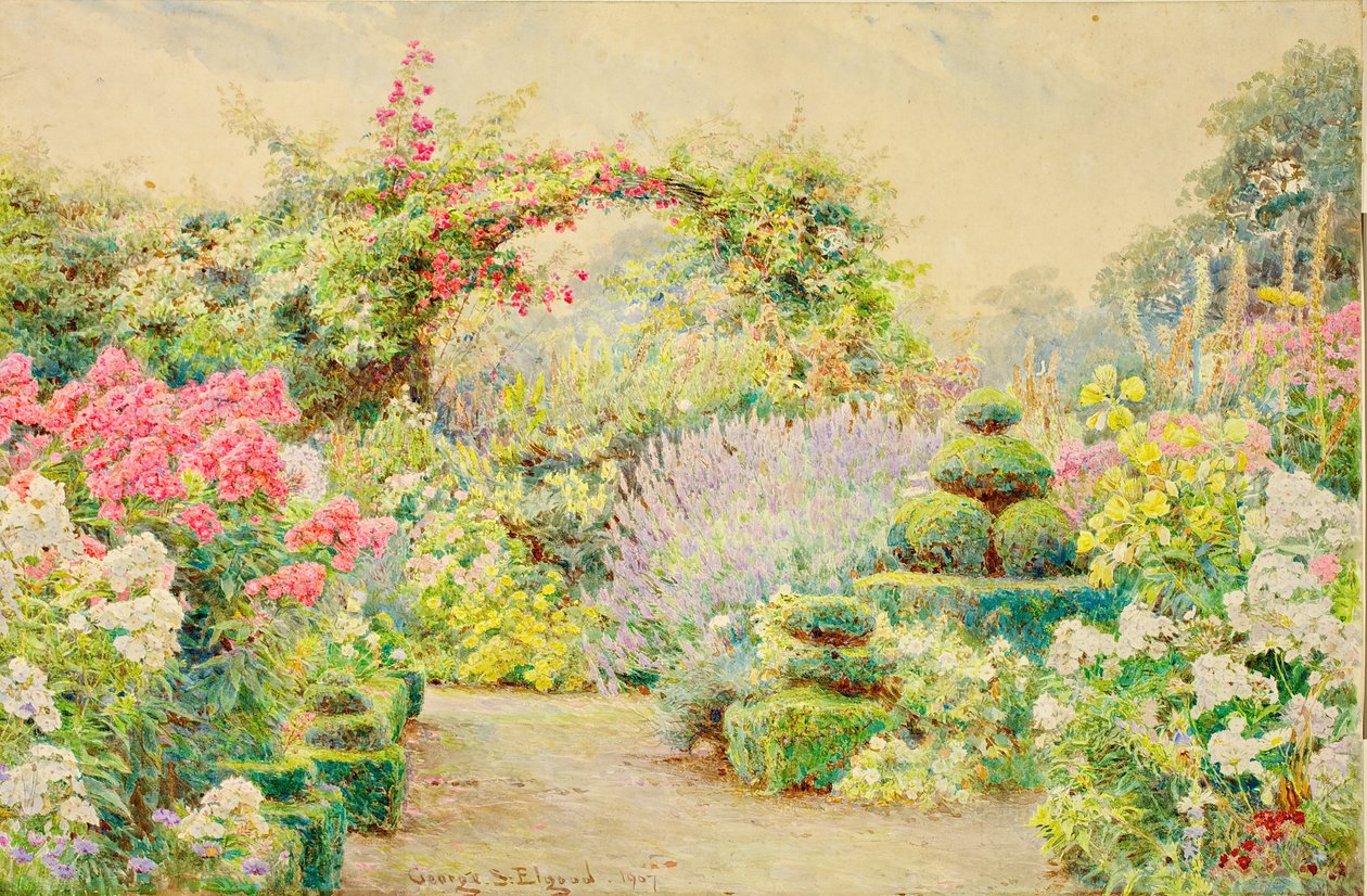 Roundscliffe, zahrada v Leicestershire, 1907 od George Samuel Elgood