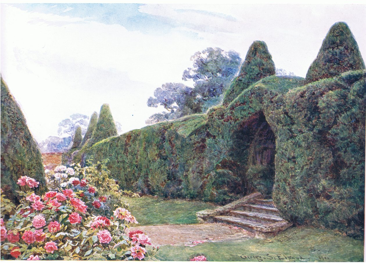 Yew arch at Brickwall, Sussex, from The Gardens of England: In the Southern and Western Counties vydal The Studio, 1907 od George Samuel Elgood