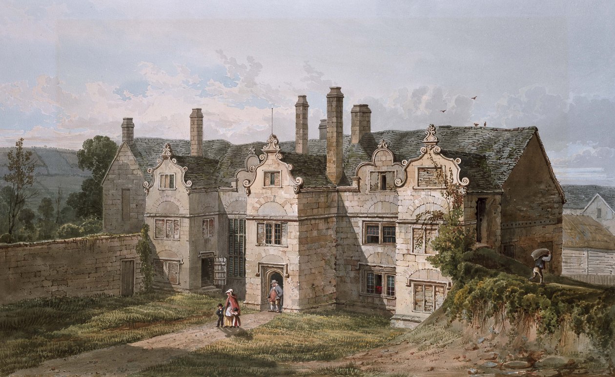 Pohled na Trerice, Cornwall, 1819 (akvarel) od George Shepherd