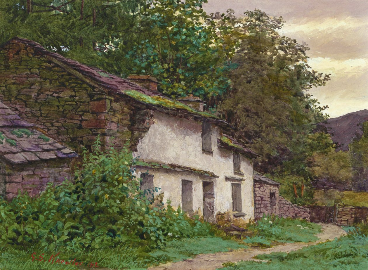 Easedale Cottage, 1882 (kvaš a wc na papíře) od George Sheridan Knowles