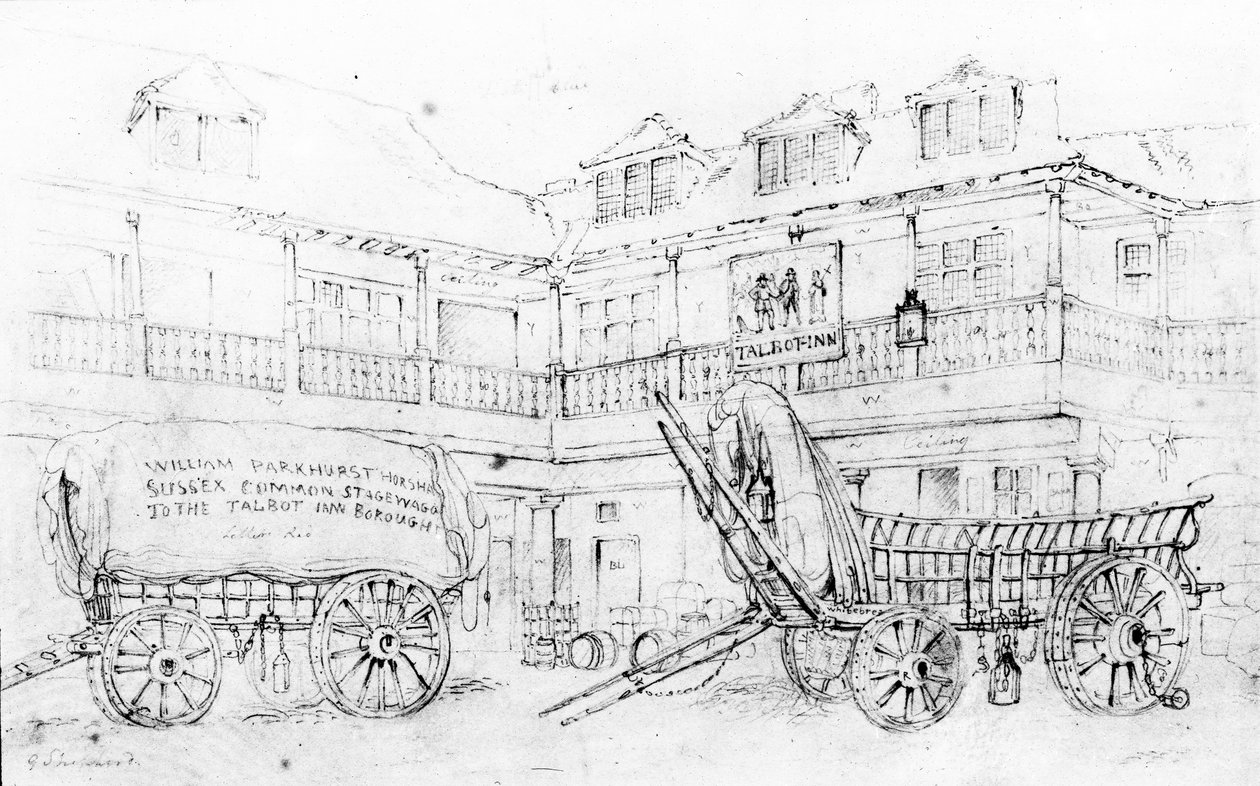 Inn Yard of the Talbot Inn, Southwark, 1810 od George Shepherd