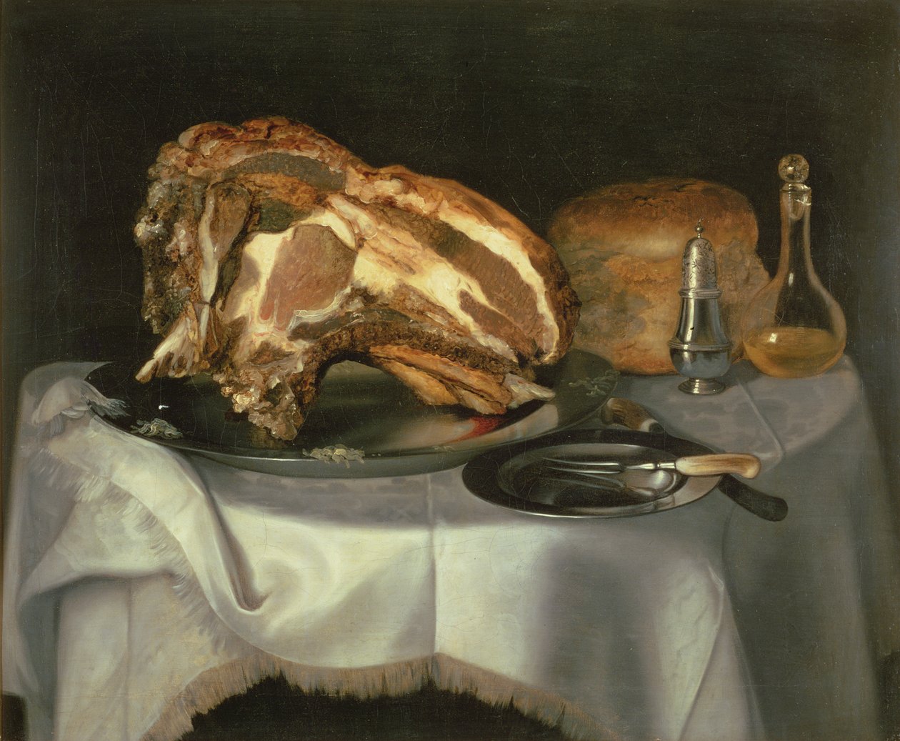 Zátiší s jointem z hovězího masa na cínové misce, c.1750-60 od George Smith
