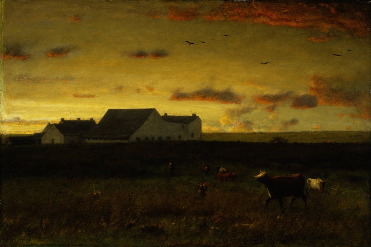 Farm Landscape, Cattle in Pasture, Sunset, Nantucket, c.1883 od George Inness