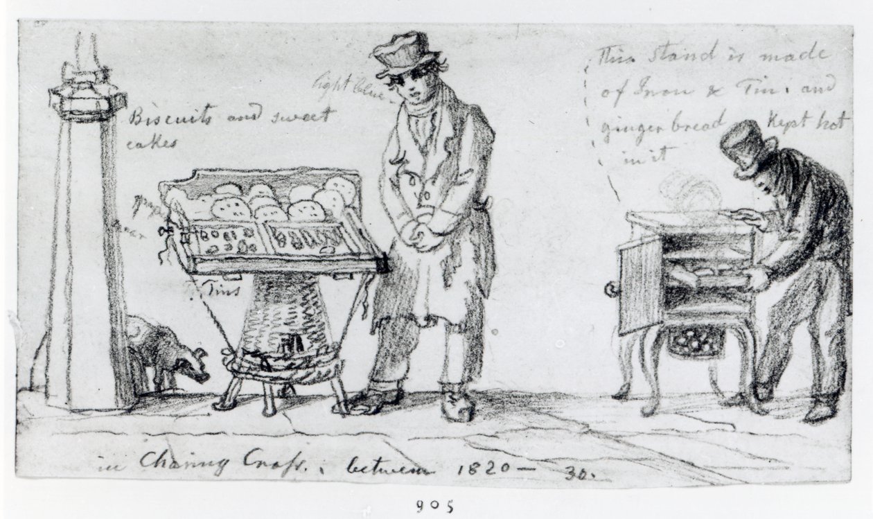 Stánky se sušenkami a perníkem v Charing Cross, 1820-30 od George Snr Scharf