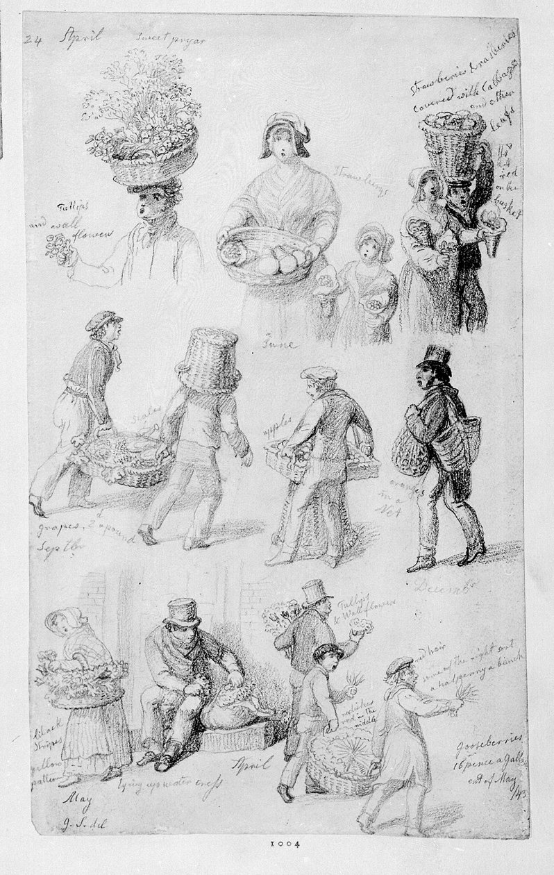 London Street Vendors: The Cries of London, 1843 od George Snr Scharf