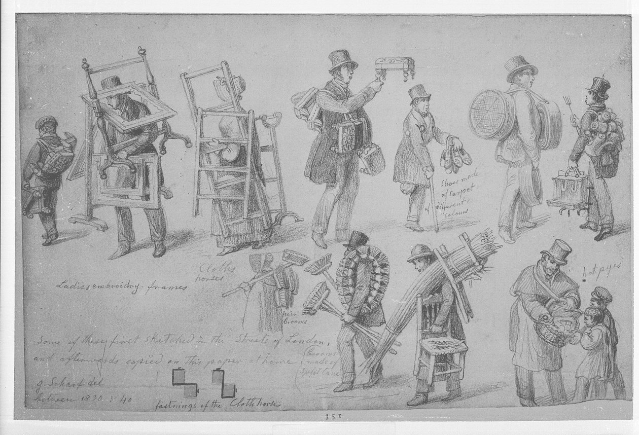Londýnští pouliční obchodníci, 1830-40 od George Snr Scharf