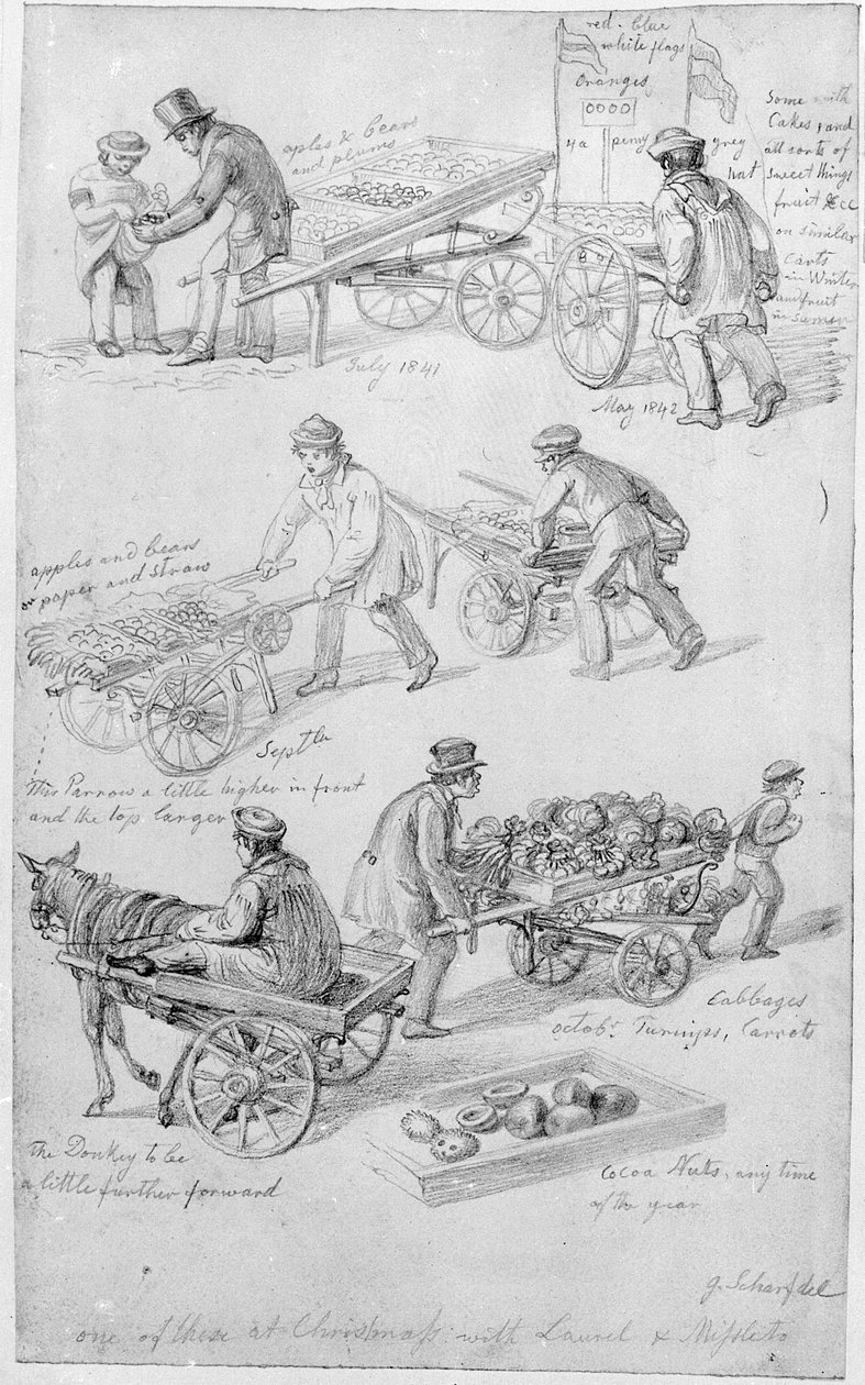 Street Traders, Londýn, 1842 od George Snr Scharf