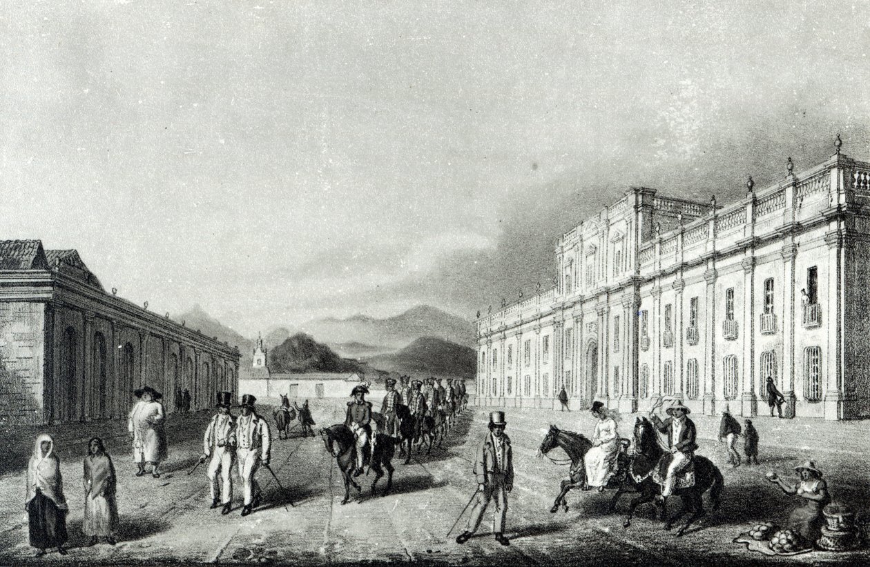 Mincovna Santiago, z „Cesty do Chile přes Andy v letech 1820 a 1821“ od George Snr Scharf