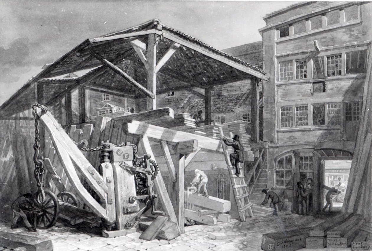 Timber Yard, Finsbury, 1825 od George Snr Scharf