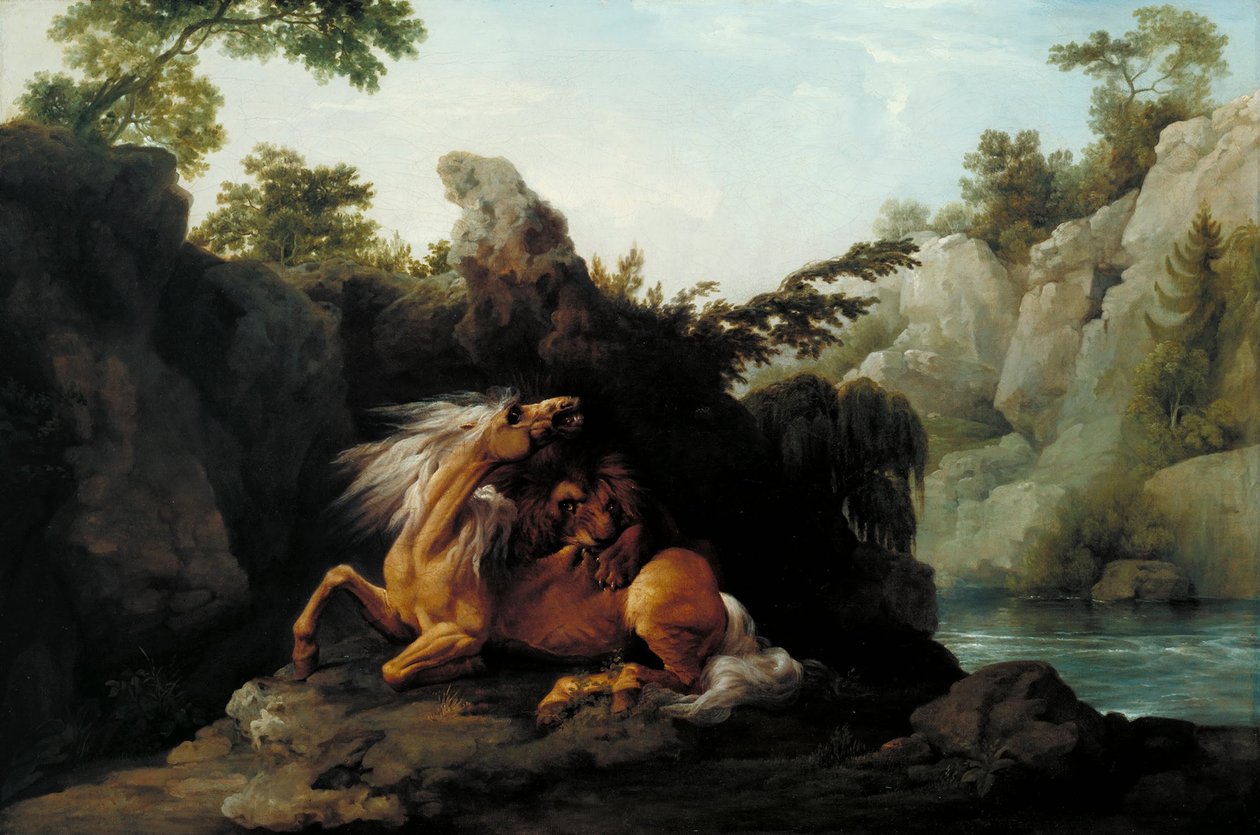 Kůň pohlcený lvem od George Stubbs