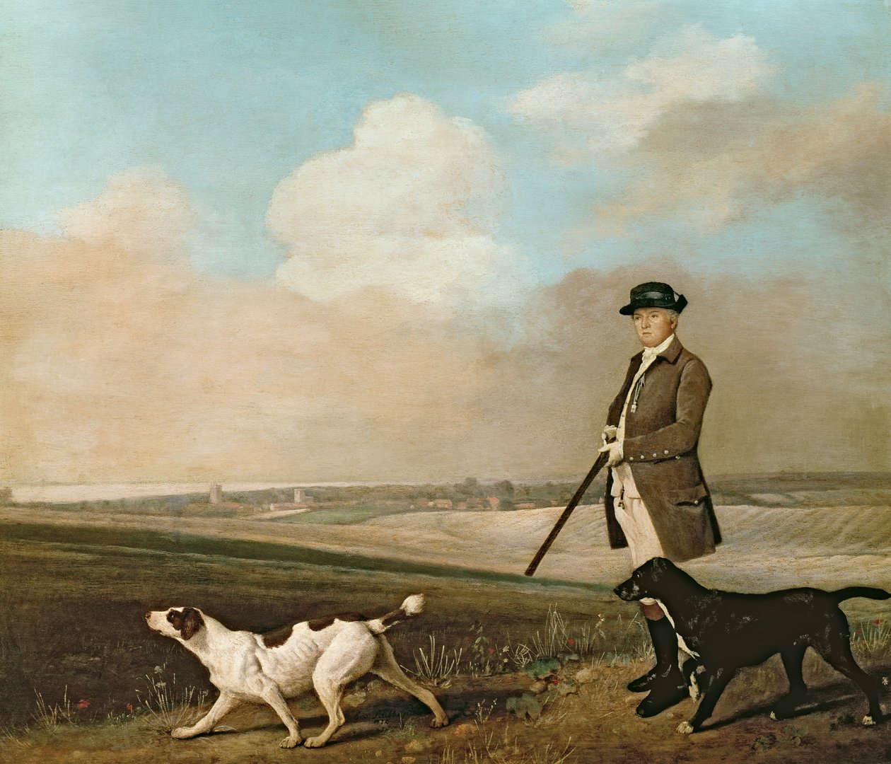 Sir John Nelthorpe, 6. baronet při střelbě se svými psy v Barton Field, Lincolnshire, 1776 od George Stubbs
