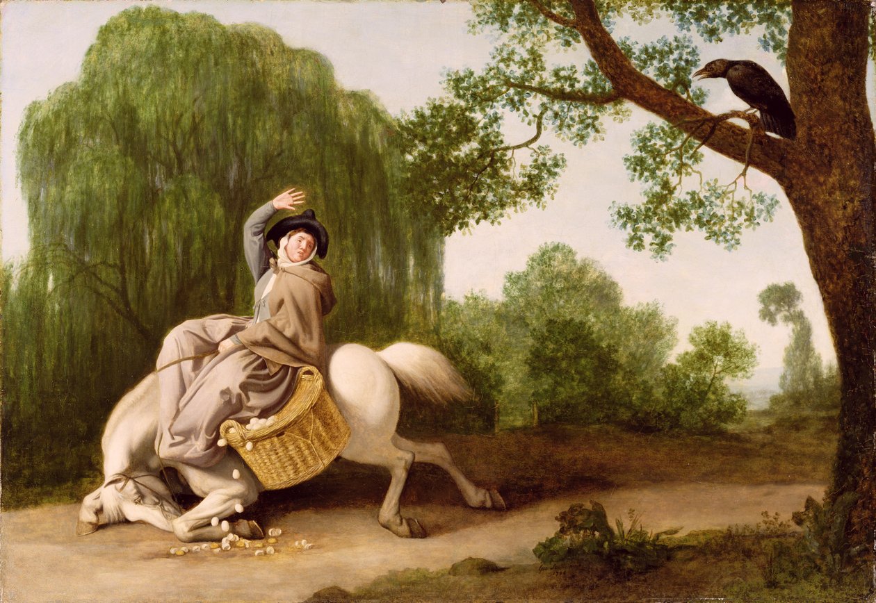 Farmářova žena a havran, 1786 (olej na mlýnské desce) od George Stubbs