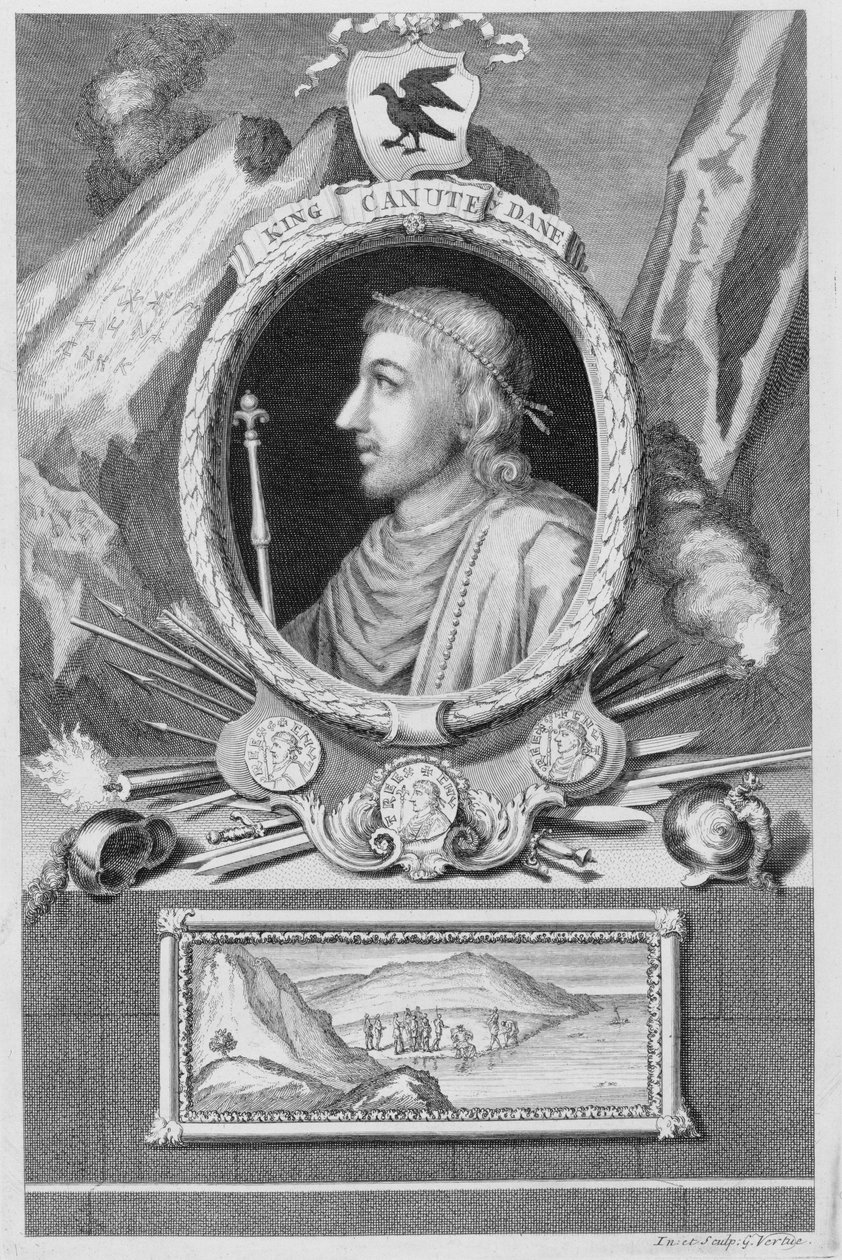 Canute the Great († 1035) král Anglie, Dánska a Norska, vyryto umělcem od George Vertue