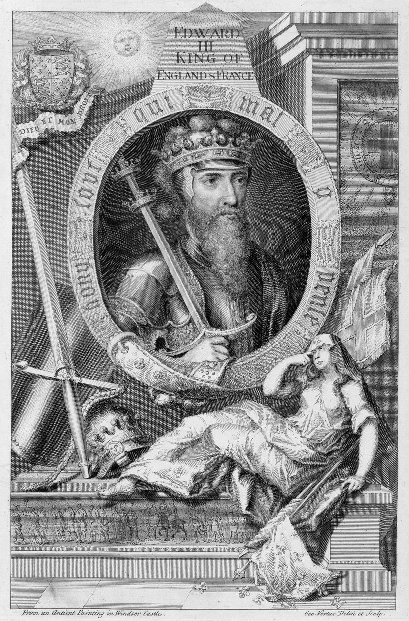 Edward III (1312-77) anglický král z roku 1327, podle malby na hradě Windsor, vyryté umělcem od George Vertue