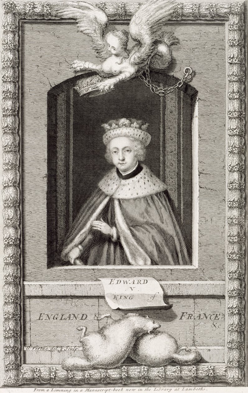 Edward V (1470-83) anglický král v roce 1483, podle portrétu v knize, vyryté umělcem od George Vertue