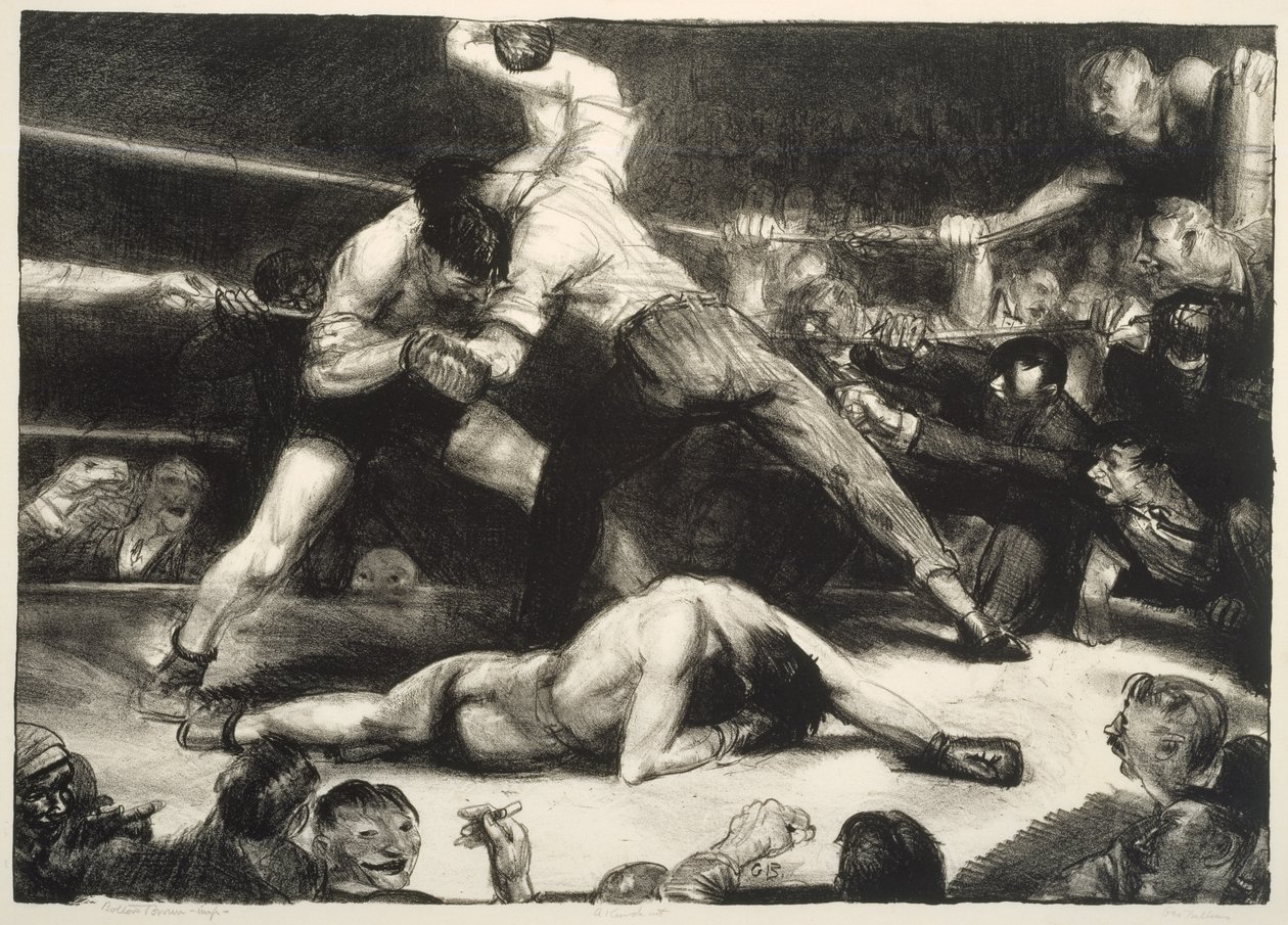 A Knock-Out, 1921 (litho s chine-collé) od George Wesley Bellows