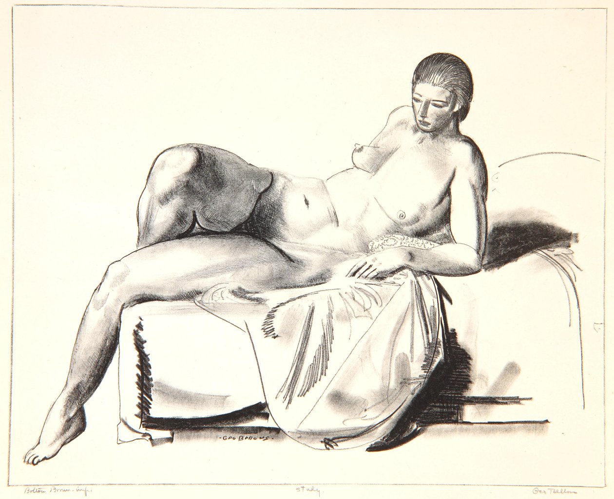 Studie aktu, Klasika na gauči, 1923-24 od George Wesley Bellows