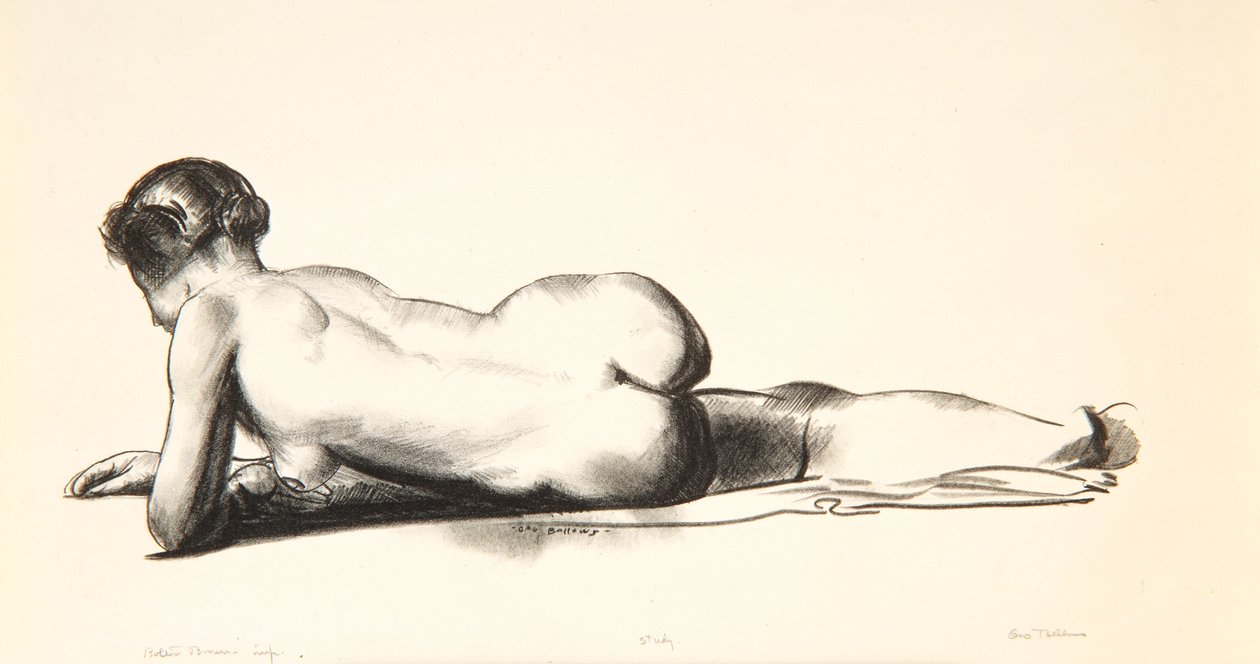 Studie aktu, Žena ležící na břiše, 1923-24 od George Wesley Bellows