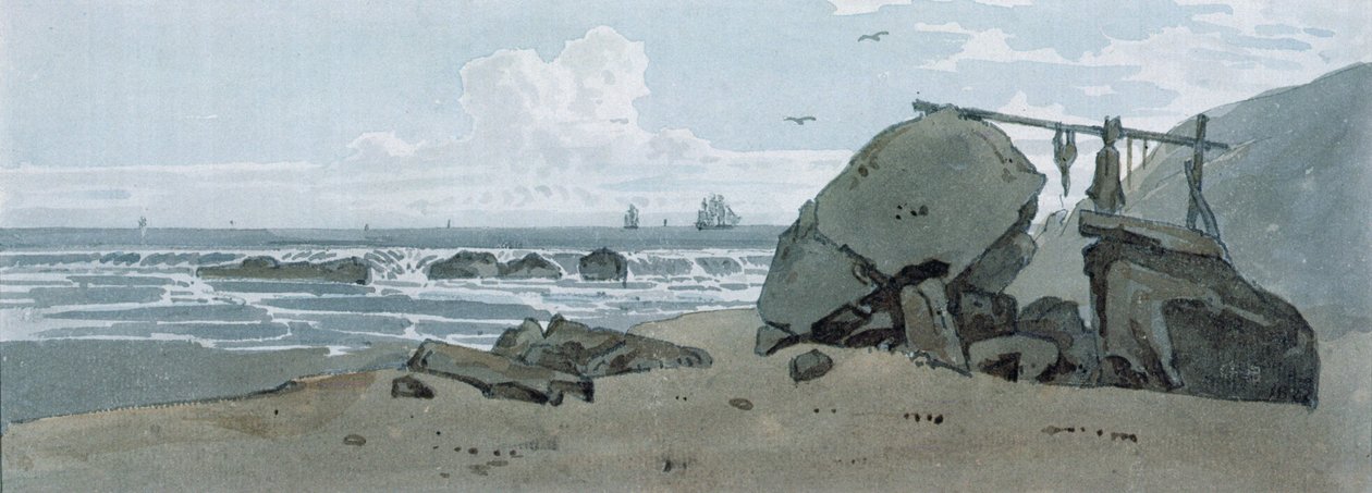 Pobřežní scéna, Isle of Wight od George the Younger Barret