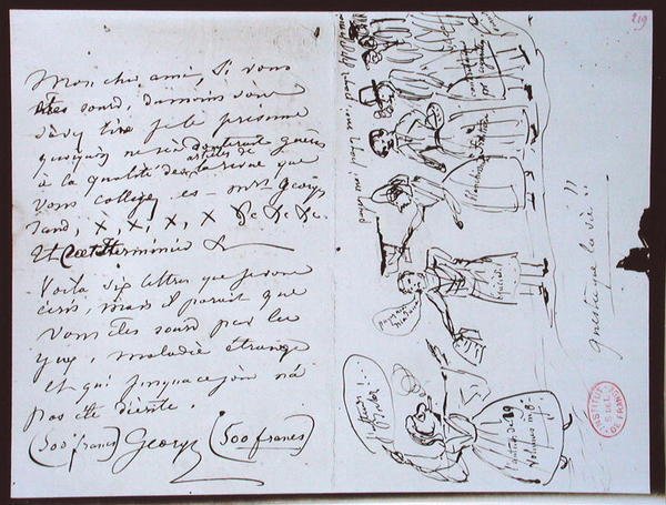 Fonds Lovenjoul E858 Ms 937 1 219 Dopis George Sandové (1804-76) Francoisi Bulozovi, redaktorovi 