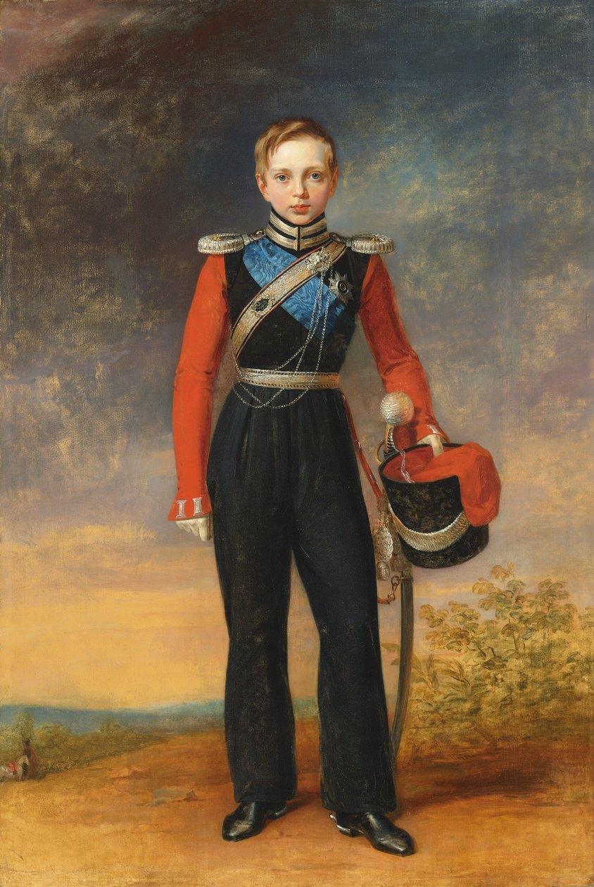 Portrét Césareviče Alexandra Nikolajeviče v uniformě černomořské kozácké eskadry Leibovy gardy (olej na plátně) od George (after) Dawe