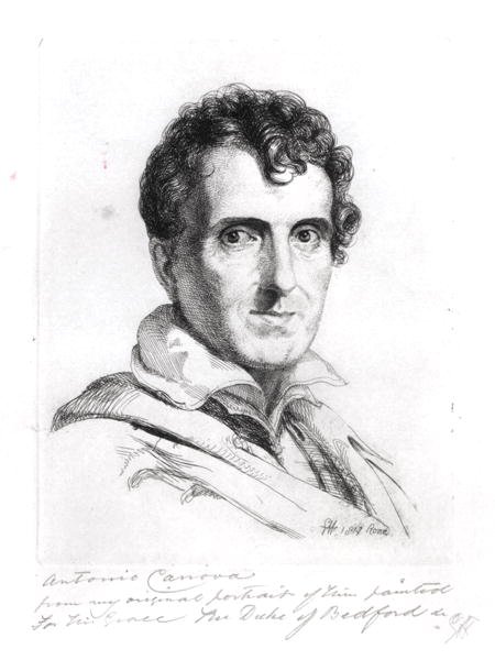 Portrét Antonia Canovy (1757-1822) 1817 (rytina) (čb foto) od George (after) Hayter