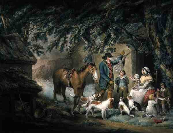 Večer, aneb Návrat sportovce, ryté a hospodské. od Josepha Grozera (asi 1755-99) od George (after) Morland