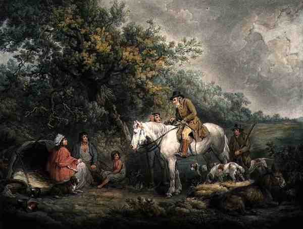 Ráno, aneb Dobrotivý sportovec, ryté a hospodské. od Josepha Grozera (asi 1755-99) od George (after) Morland
