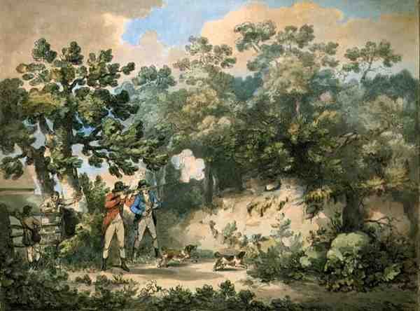 Bažant Střelba, lept Thomas Rowlandson (1756-1827), nakl. od J. Harrise od George (after) Morland