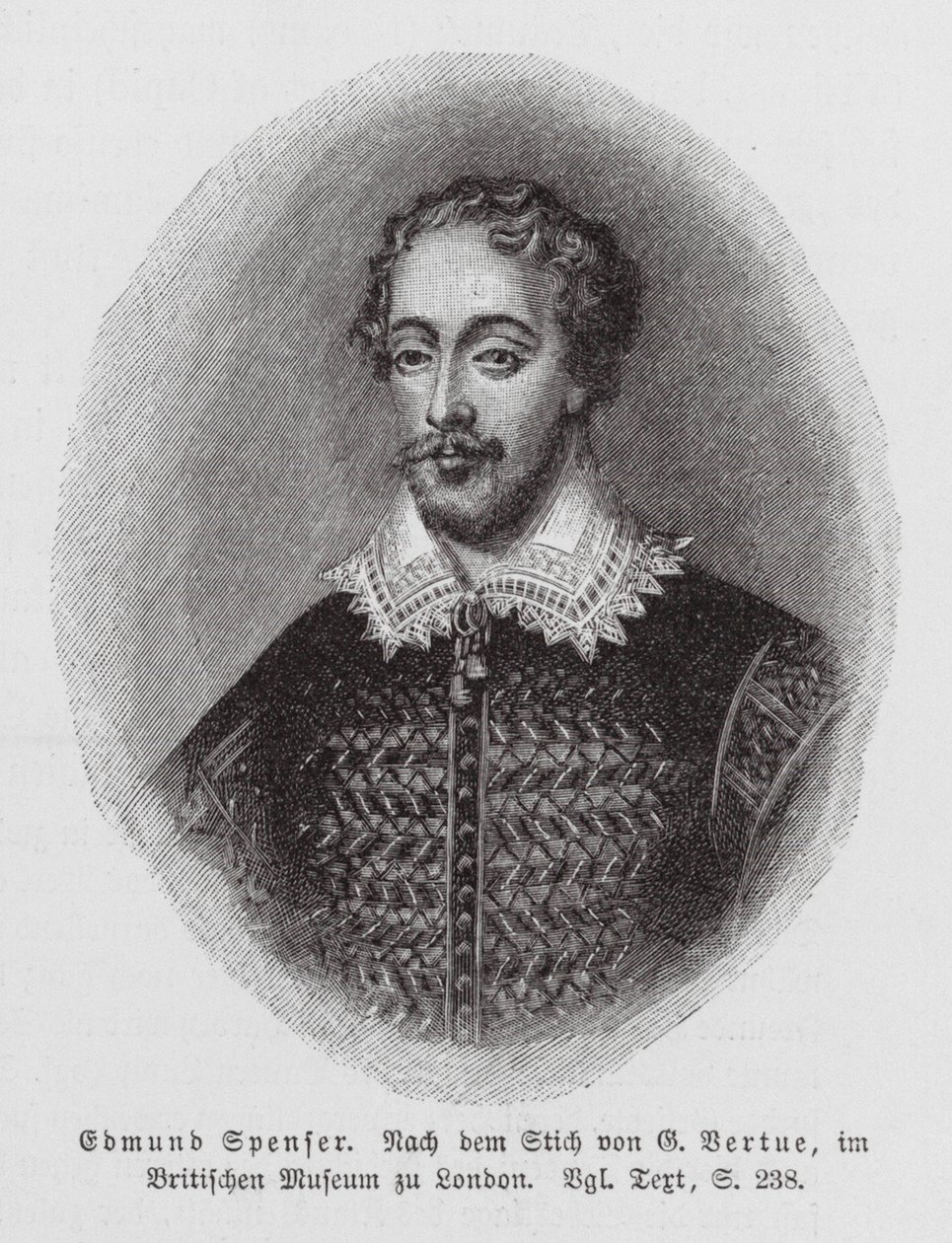 Edmund Spenser, anglický básník (rytina) od George (after) Vertue